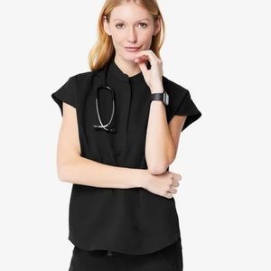 FIGS mandarin scrub collar top